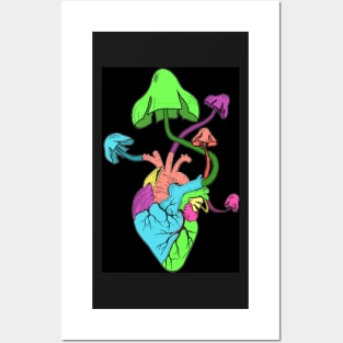 Heart of shrooms (black) Posters and Art